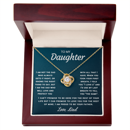 To My Daughter Necklace from Dad - Love Knot Necklace - Proud Father Message Card Gift