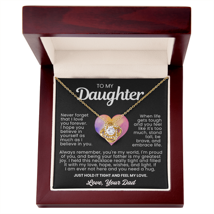 To My Daughter - Love Knot Necklace - You're My World Message Card Gift