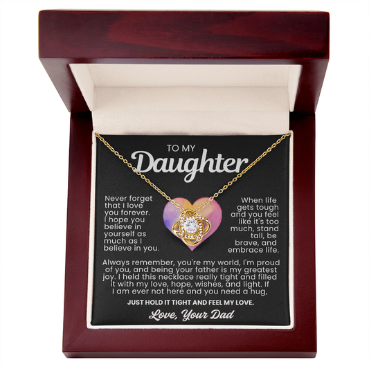 To My Daughter - Love Knot Necklace - You're My World Message Card Gift