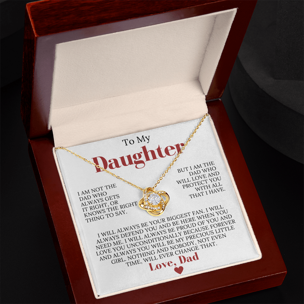 To My Daughter from Dad - Love Knot Necklace - You Will Always Be My Precious Little Girl