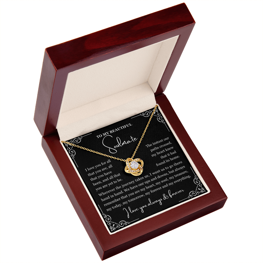 To My Soulmate Necklace - Love Knot Necklace - Love You for All You Are Message Card Gift