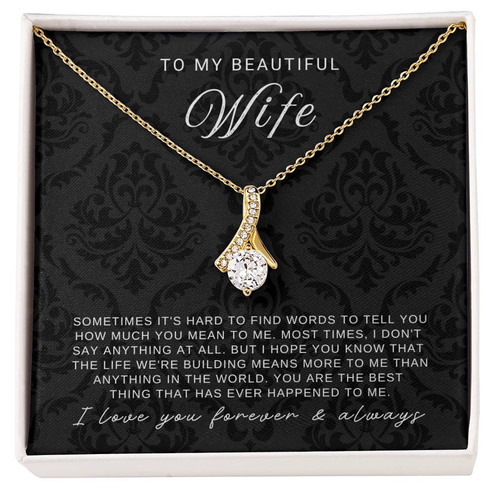 To My Wife - Ribbon Necklace - You Are The Best Thing Message Card Gift