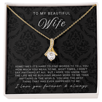 To My Wife - Ribbon Necklace - You Are The Best Thing Message Card Gift