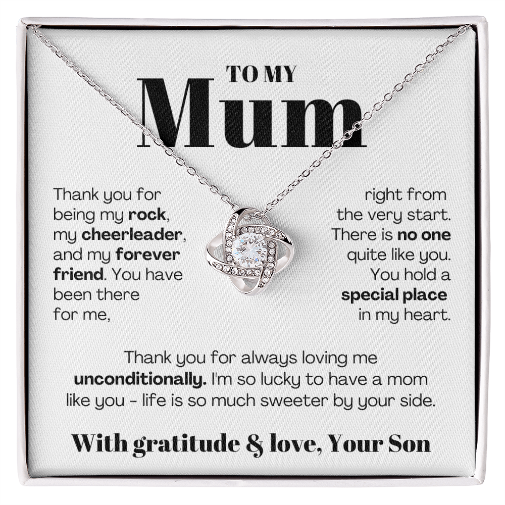 To My Mum - Love Knot Necklace - Lucky to Have You as My Mum