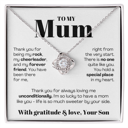 To My Mum - Love Knot Necklace - Lucky to Have You as My Mum