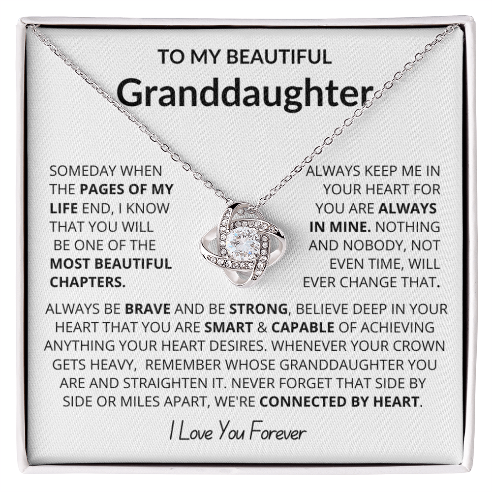 To My Granddaughter - Love Knot Necklace - Eternal Flower Gift Box