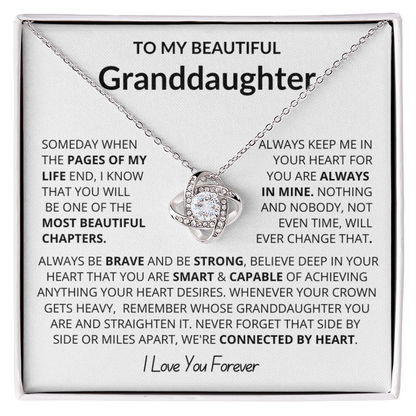 To My Granddaughter - Love Knot Necklace - Eternal Flower Gift Box