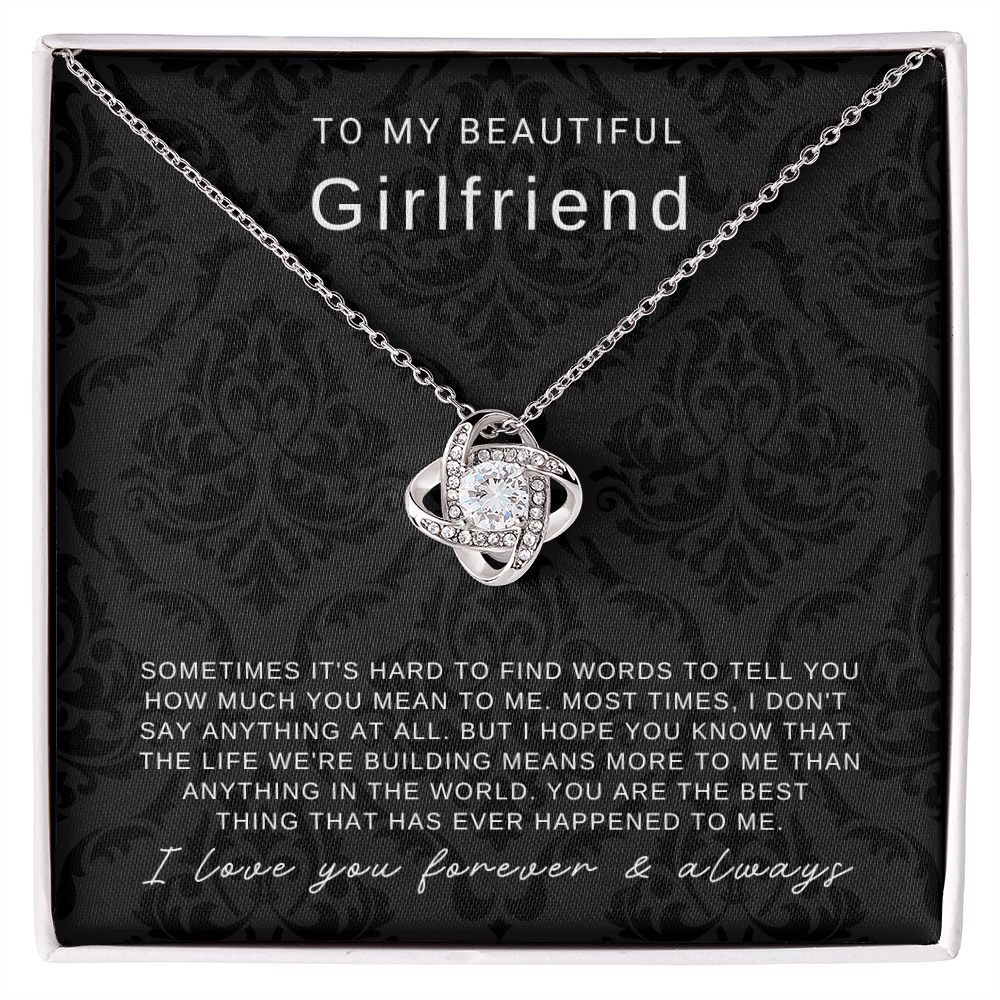 To My Girlfriend - Love Knot Necklace - You Are The Best Thing Message Card Gift
