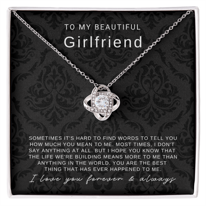 To My Girlfriend - Love Knot Necklace - You Are The Best Thing Message Card Gift
