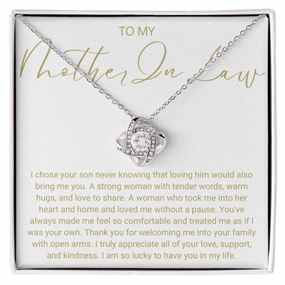 To My Mother In Law - Love Knot Necklace - Always Be Your Little Boy