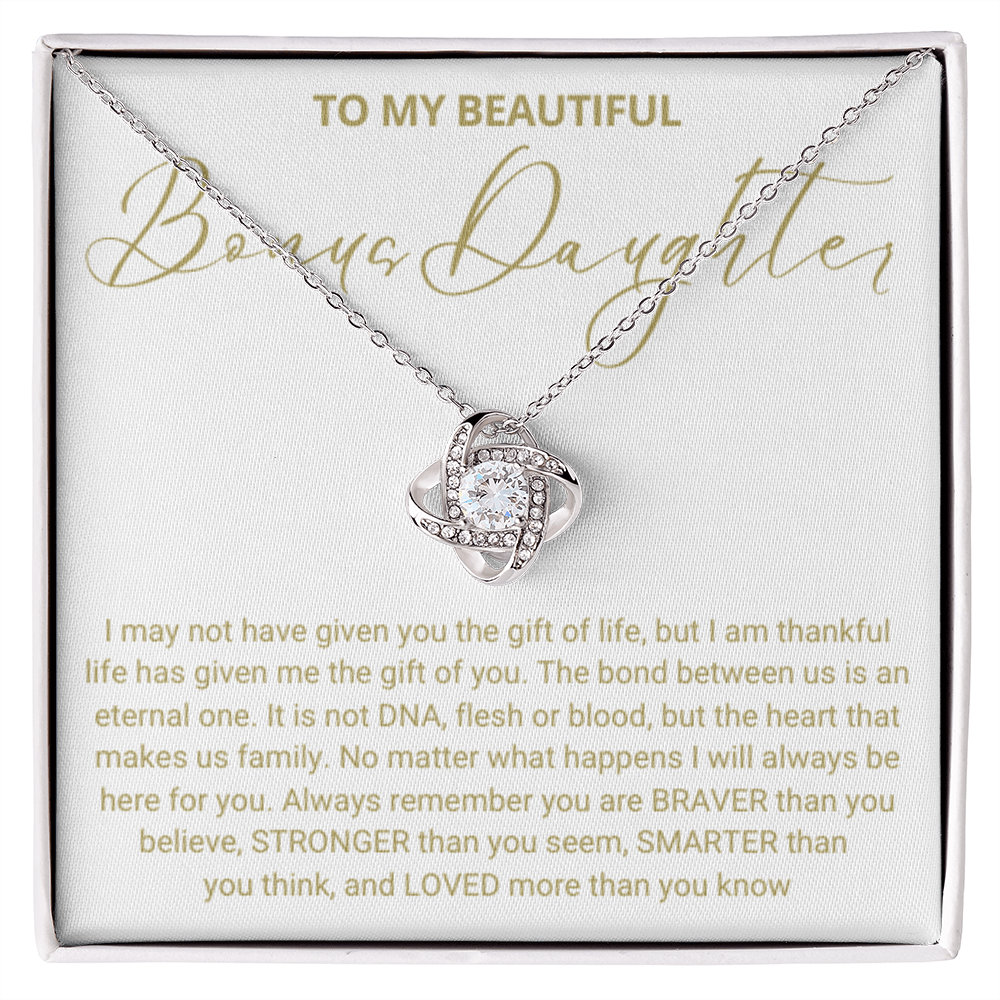 To My Bonus Daughter - Love Knot Necklace - Always Be Here for You