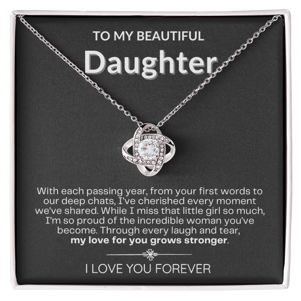 To My Daughter - Love Knot Necklace - Eternal Flower Gift Box