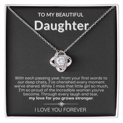 To My Daughter - Love Knot Necklace - Eternal Flower Gift Box