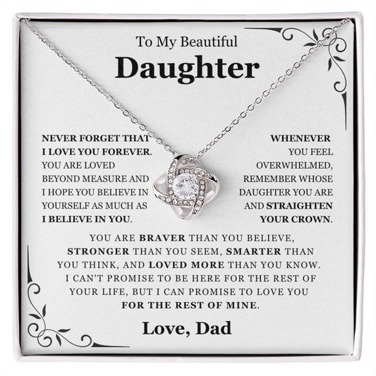 To My Daughter from Dad - Love Knot Necklace - Love You Forever Message Card Gift