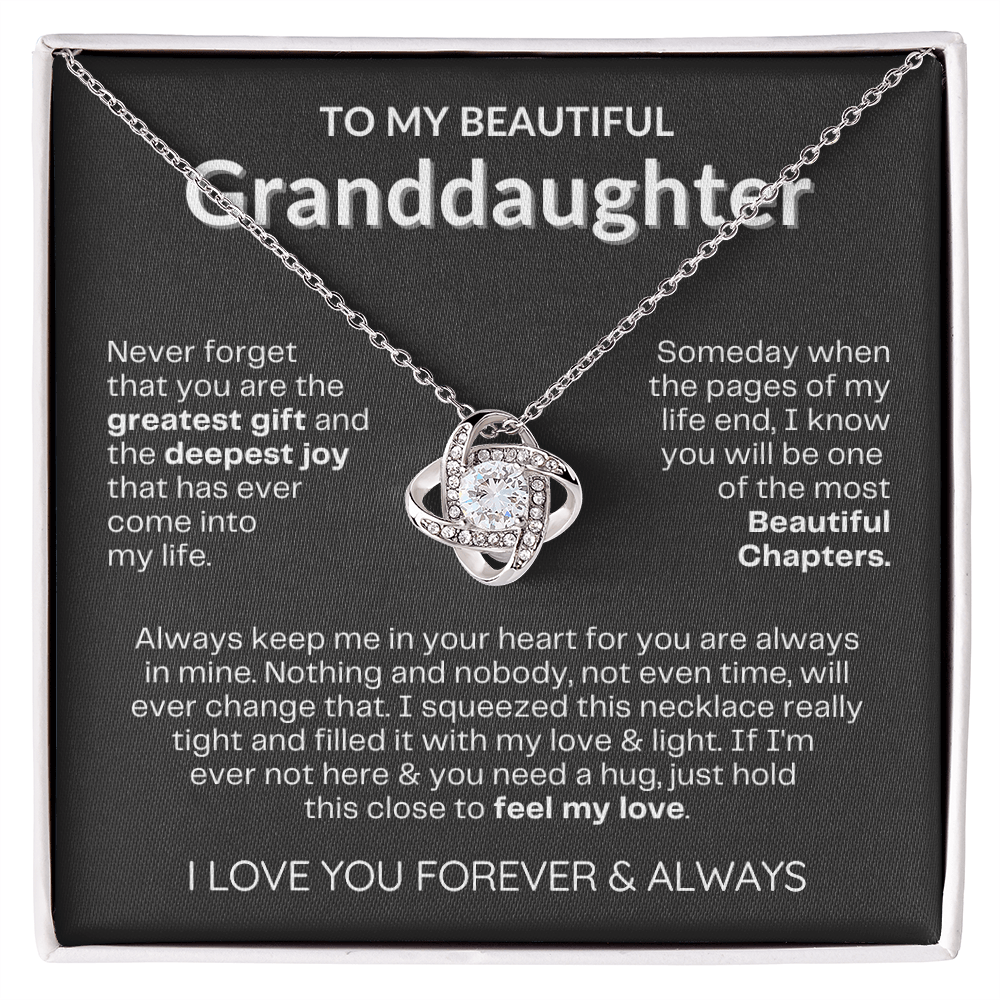 To My Granddaughter - Love Knot Necklace - Eternal Flower Gift Box