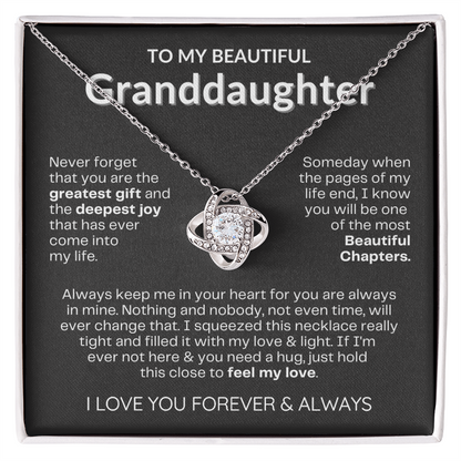 To My Granddaughter - Love Knot Necklace - Eternal Flower Gift Box