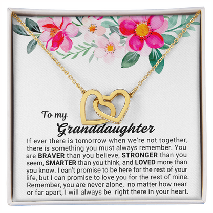 To My Granddaughter - Linked Hearts Necklace - You Are Never Alone Message Card Gift (Copy)