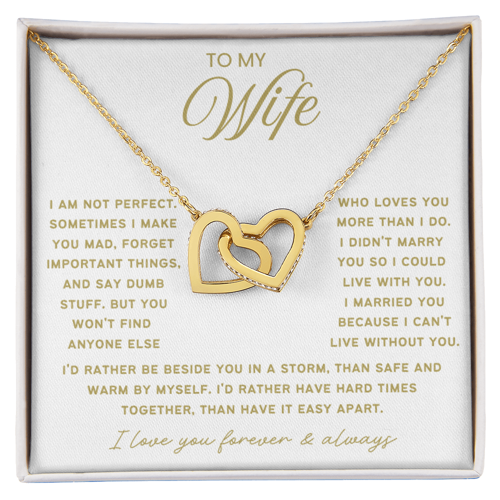 To My Wife - Linked Hearts Necklace - Rather Be Beside You Valentine's Day Gift