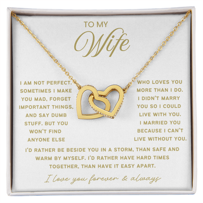To My Wife - Linked Hearts Necklace - Rather Be Beside You Valentine's Day Gift