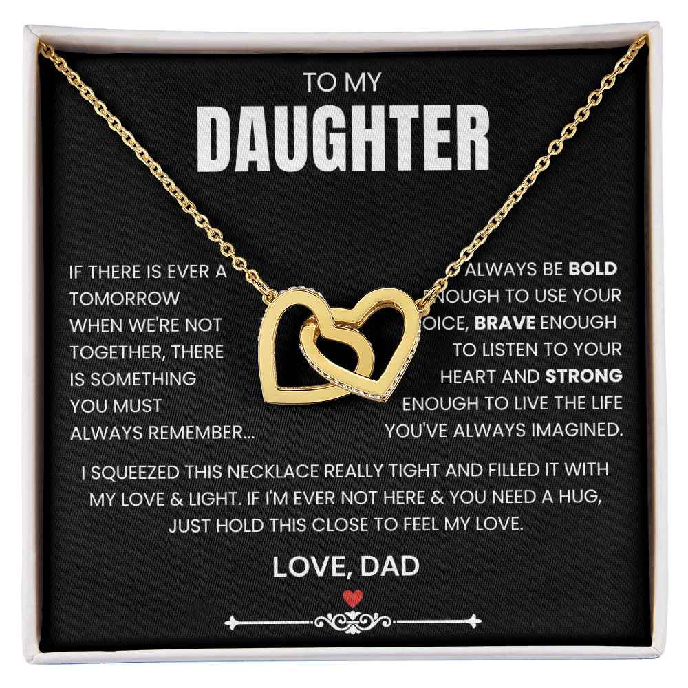 To My Daughter - Linked Hearts Necklace - Be Bold, Brave and Strong Message Card Gift