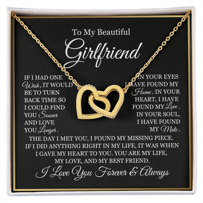 To My Girlfriend - Linked Hearts Necklace - You Are My Life Message Card Gift