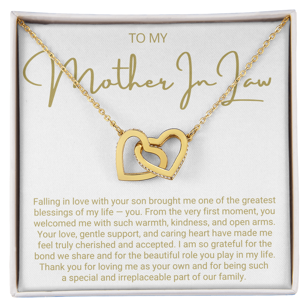 To My Mother In Law - Linked Hearts Necklace - You Are The Greatest Blessing Message Card Gift