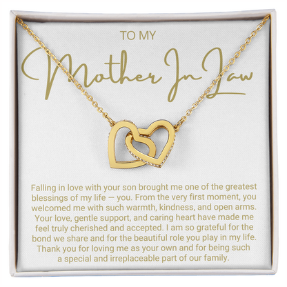 To My Mother In Law - Linked Hearts Necklace - You Are The Greatest Blessing Message Card Gift