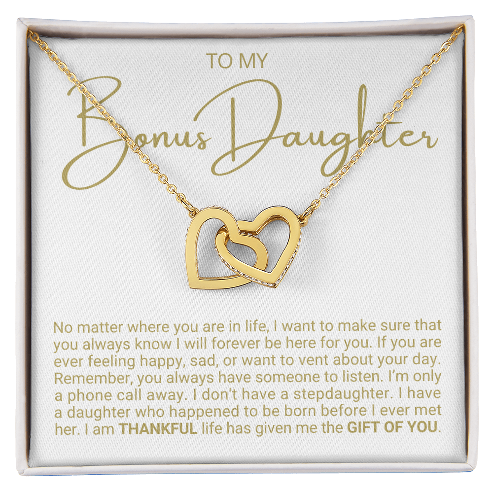 To My Bonus Daughter - Linked Hearts Necklace - Life Gave Me The Gift of You Gift