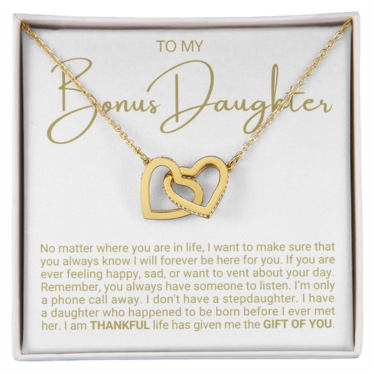 To My Bonus Daughter - Linked Hearts Necklace - Life Gave Me The Gift of You Gift