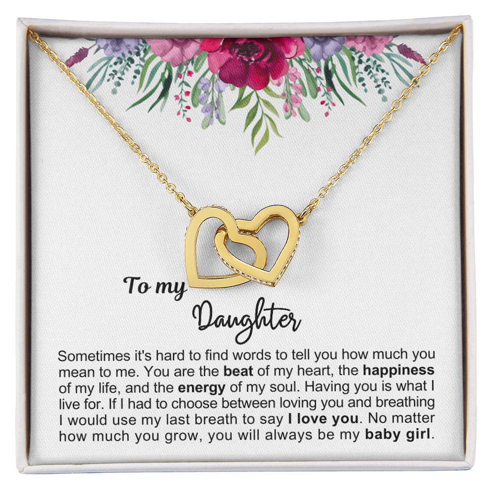 To My Daughter - Linked Hearts Necklace - Always My Baby Girl Message Card Gift