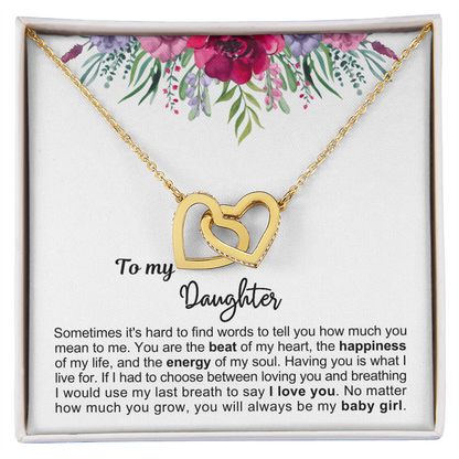 To My Daughter - Linked Hearts Necklace - Always My Baby Girl Message Card Gift