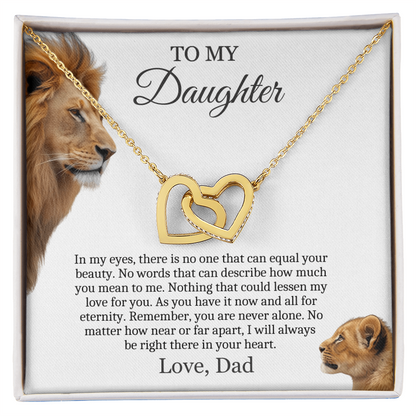 To My Daughter - Linked Hearts Necklace - You Are Never Alone Message Card Gift