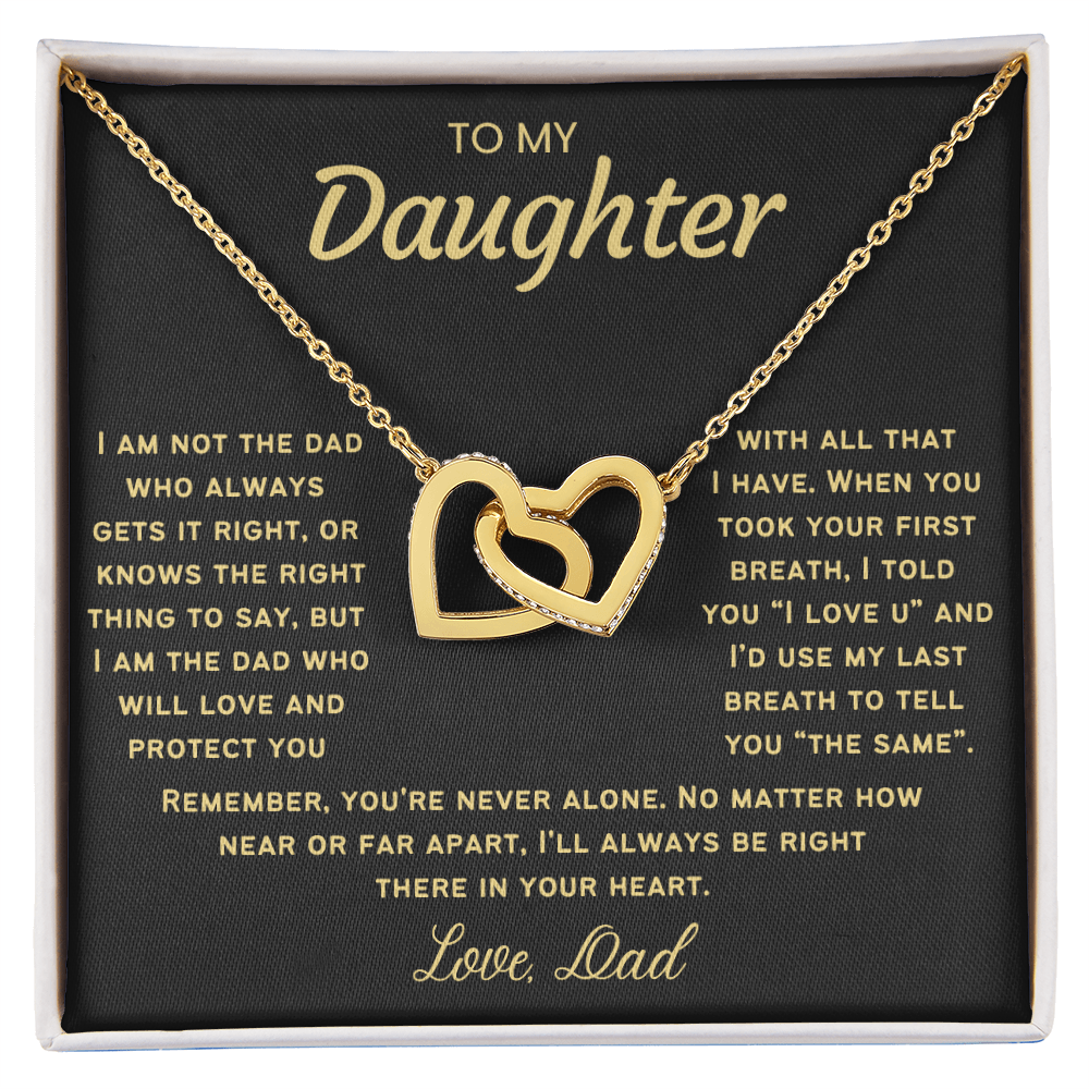 To My Daughter Necklace from Dad - Linked Hearts Necklace -  Proud Father Message Card Gift
