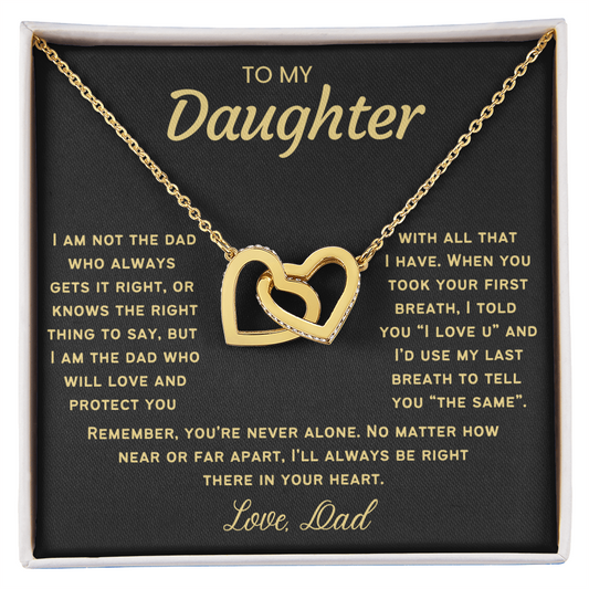 To My Daughter Necklace from Dad - Linked Hearts Necklace -  Proud Father Message Card Gift