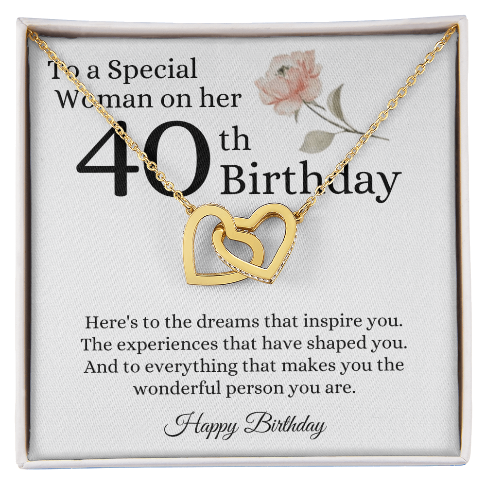 Happy 40th Birthday - Linked Hearts Necklace - Special Woman