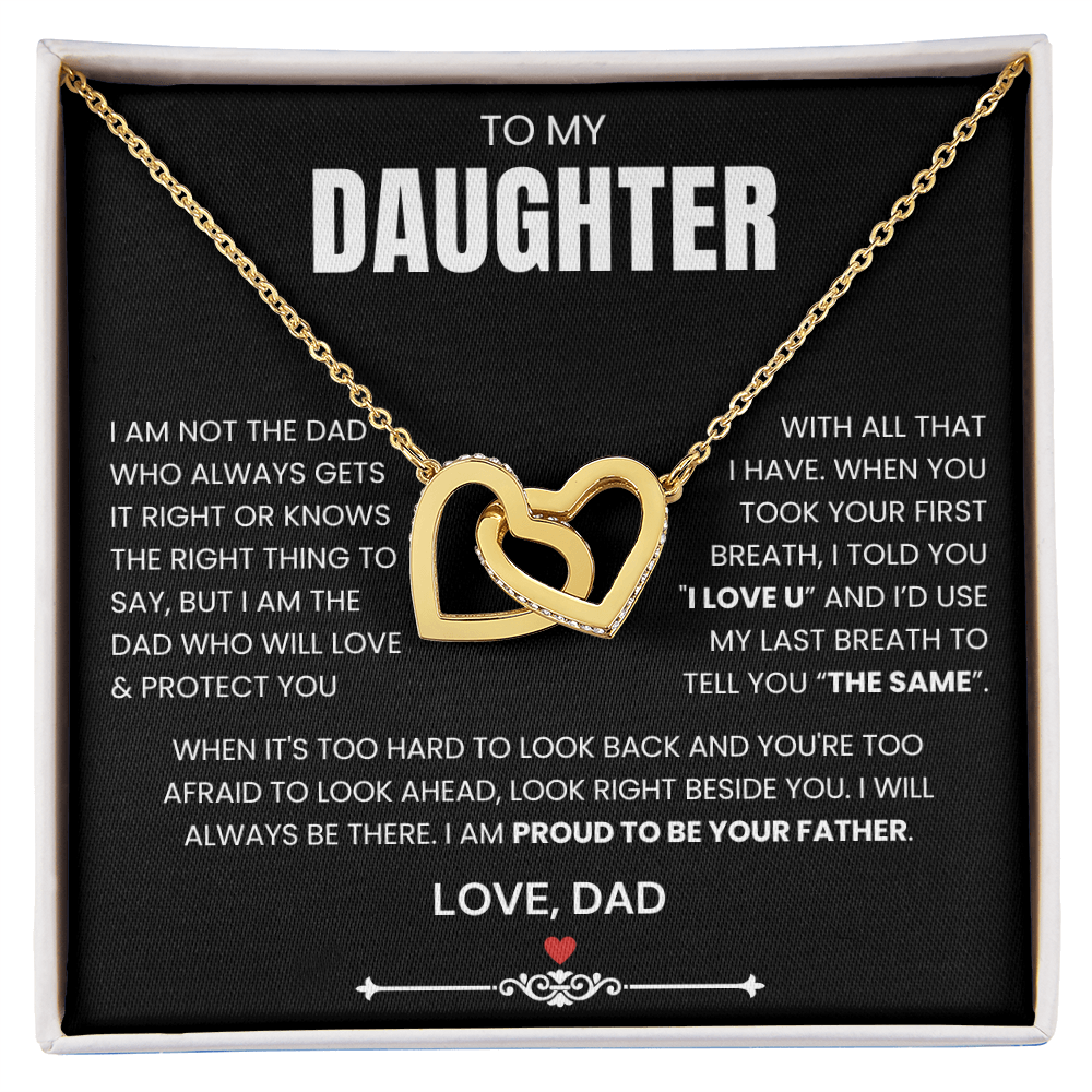 To My Daughter - Linked Hearts Necklace - Proud to Be Your Father Message Card Gift