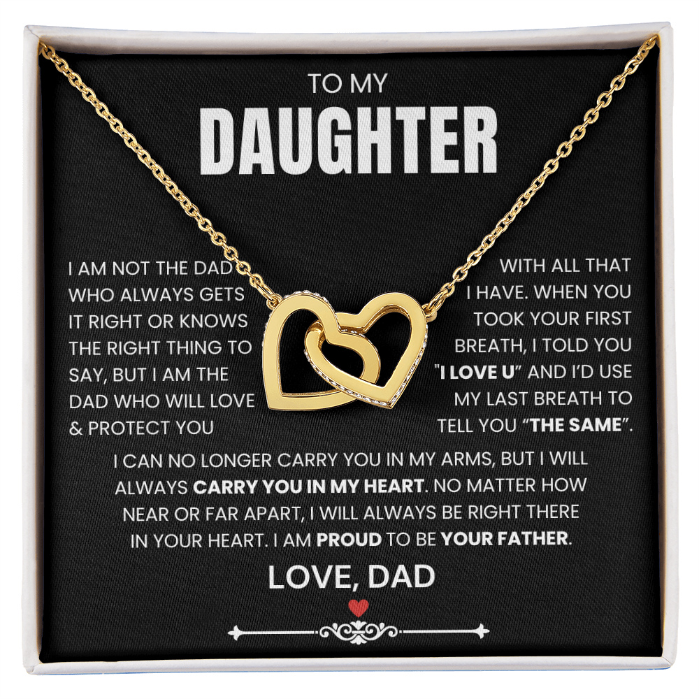 To My Daughter - Linked Hearts Necklace - Proud to Be Your Dad Message Card Gift