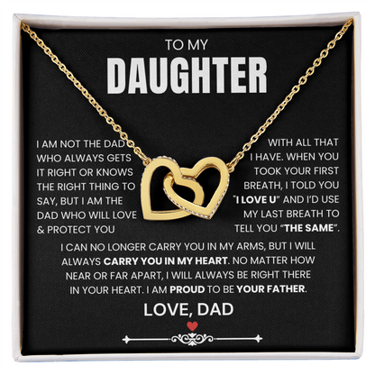 To My Daughter - Linked Hearts Necklace - Proud to Be Your Dad Message Card Gift