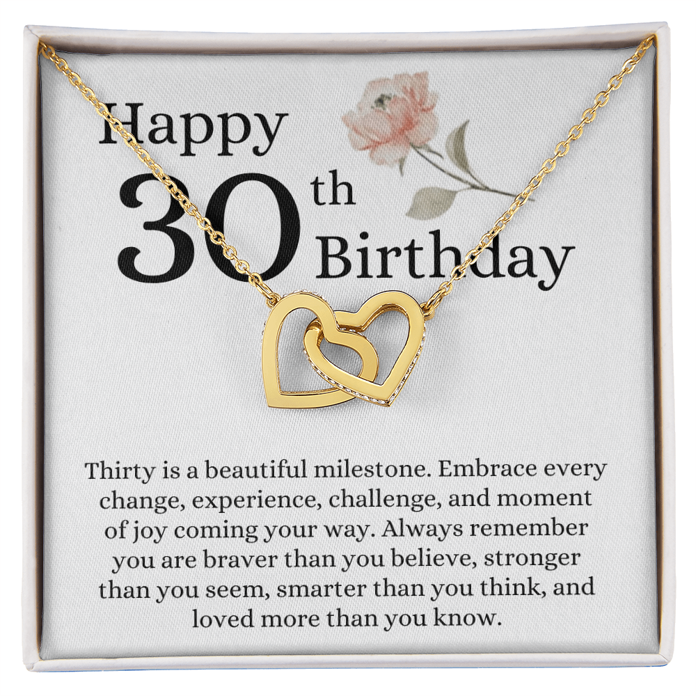 Happy 30th Birthday - Linked Hearts Necklace - Loved More Than You Know