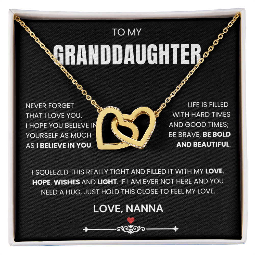 To My Granddaughter - Linked Hearts Necklace - Be Bold and Beautiful Message Card Gift