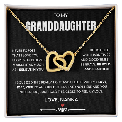 To My Granddaughter - Linked Hearts Necklace - Be Bold and Beautiful Message Card Gift
