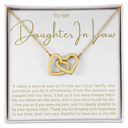 To My Daughter-in-law - Linked Hearts Necklace - Grateful to Have You Message Card Gift