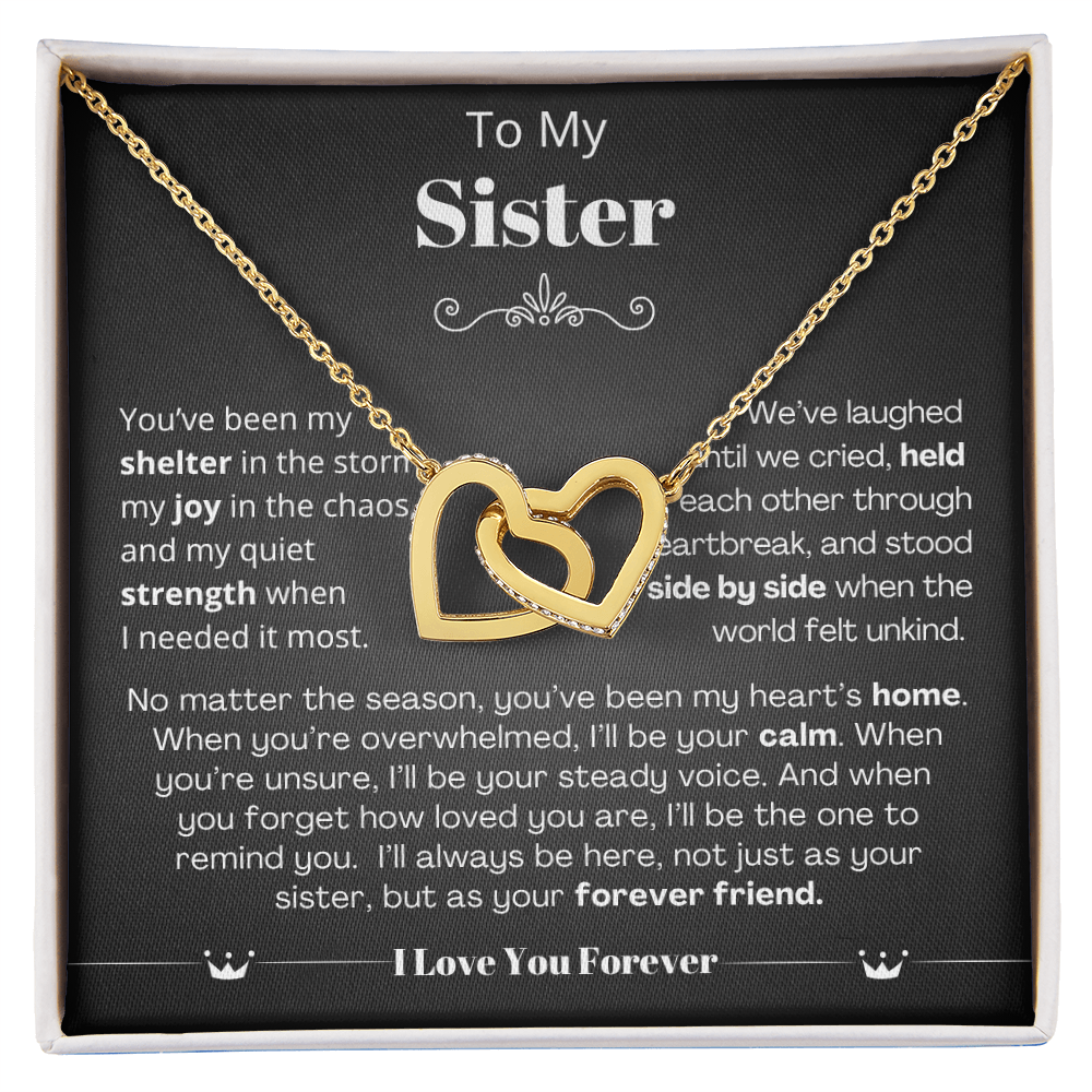To My Sister - Linked Heart Necklace - Forever Friend