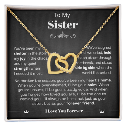 To My Sister - Linked Heart Necklace - Forever Friend