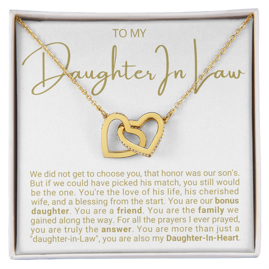 To My Daughter-in-law - Linked Hearts Necklace - Daughter-in-heart Message Card Gift