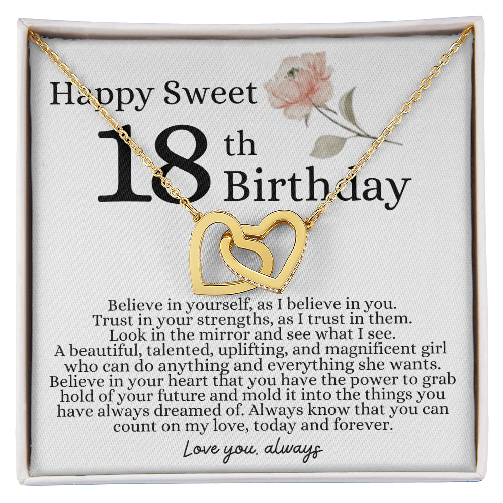 Happy 18th Birthday - Linked Hearts Necklace - I Believe in You