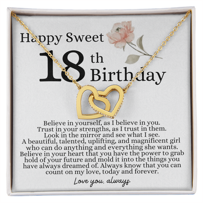 Happy 18th Birthday - Linked Hearts Necklace - I Believe in You