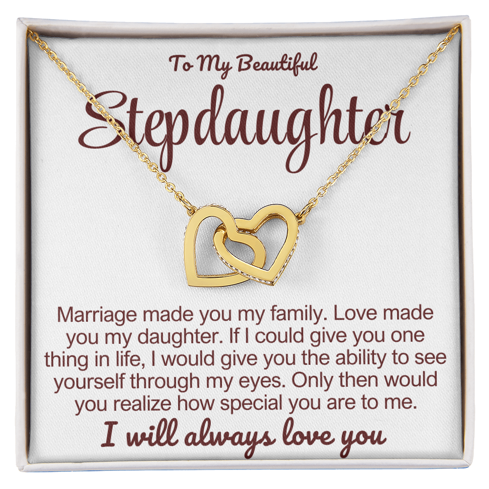 To My Stepdaughter - Linked Heart Necklace - I Will Always Love You Gift