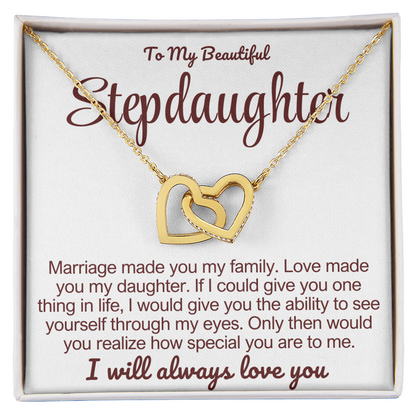 To My Stepdaughter - Linked Heart Necklace - I Will Always Love You Gift