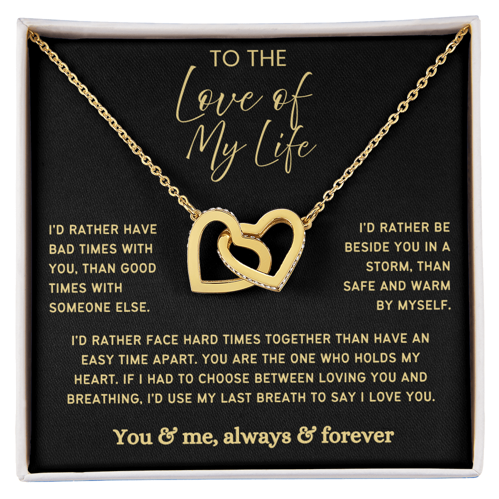 To My Wife - Linked Hearts Necklace -  Rather Beside You Valentine's Day Gift